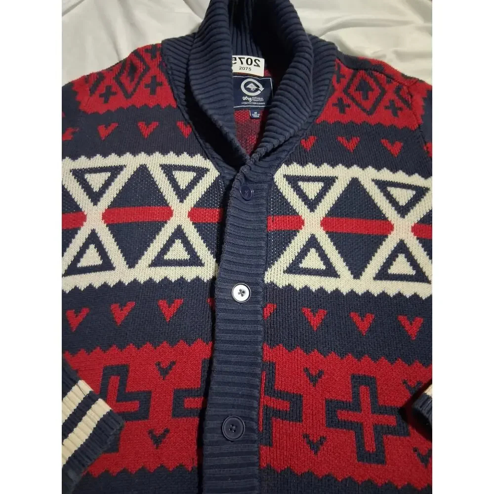 Y2K Vintage LRG Mens‎ Size M Nordic Chunky Grandpa Hertiage Preppy Cardigan